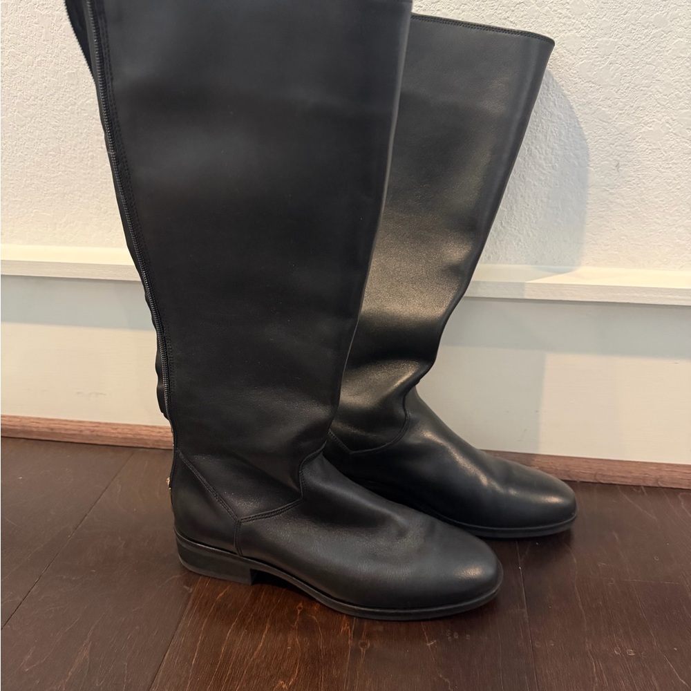 Clarks Classic Black Knee-High Leather Riding Boots
